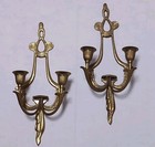 Vtg Ornate Brass Double Swag Candle Holders Wall Sconce Set Of 2 Hollywood 
