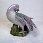 Vtg Love Bird Chinese Porcelain Quail dove pigeon Figurine Gold Trim 1950s Macau
