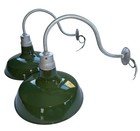 One 40 s Benjamin 18  Cast Top Porcelain Gooseneck  Barn Green Vintage Light Cs