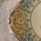 19thc Pair Copeland Serving Platesbowls Single Handle Green Goldcenter Bouquet