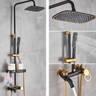 8   Bathroom Rainfall Shower Faucet Set Tub Mixer Tap With Hand Spray Black New