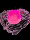 Hot Pink Pillbox Fascinator Women Hat Wedding Tea Party Feather Veil Headband