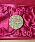 Antique Victorian Large  Brass Button 1880-1900 Hand Figure Surrounde By Flowers