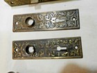 Antique   Salvage   Eastlake Door Lock Set  Embossed Knobs    3248
