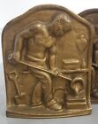 Pair Of C 1930s Art Deco Bronze Bookends Depicting Foundry Man
