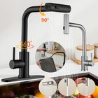 Kitchen Sink Faucet Pull Down Sprayer Stainless Steel Single Handle Swivel Mixer