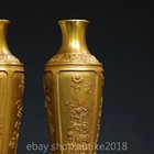 6  Old Chinese Copper Gild Dynasty Plum Orchid Bamboo Chrysanthemum Vase Pair