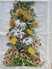 Vtg 26x34 Crewel Picture   19x29 Actual Floral Size    1970s Orange Green Yellow