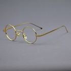 Vintage Small Round 40mm Gold Metal Full Rim Eyeglass Frames Unisex Glasses