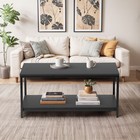 39 4  2-tier Coffee Table With Storage Shelve Industrial Black Wood Coffee Table