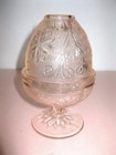 Vintage Indiana Pink Peach Fairy Glo Lamp Votive Tiara Candle Holder