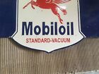 Porcelain Mobiloil Enamel Sign 22x16 Inches Double Sided With Flange