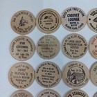Lot Of 20 Vintage Advertising Wooden Nickels Tokens Trade Scrip Americana Coins
