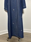 Vtg Denim Kaftan Dress Embroidered Maxi Boho Western Cactus Stitching  Os   M