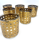 6-culver    canella    22kt  Lowball Old Fashioned Glasses Mcm Hollywood Regency