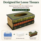Antique Book Tissue Box Cover Decorative Stacked Books Holder Loose Tissues