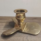 Propeller Solid Brass Candlestick Holder Nautical Boat 4 25    Mcm Blade Vintage