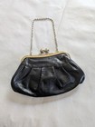 Vintage Look Black Small Purse Kiss Lock Silver Chain Handle Cocktail Prom Hoco