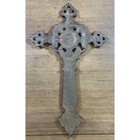 Heavy Cast Iron Wall Cross Gothic Victorian Ornate Rustic Patina 18 5    X 11   