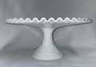 Fenton Spanish Lace Pedestal Cake Stand Clear Ruffled Edge 4 1 2 Inches High