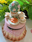 Ganz Porcelain Hinged Pink Trinket Pill Box Tea Time Mini Teapot Set On Table 