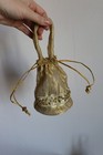 Vintage Indian Potli Bags Set Of 2  Gold   Burgundy Embroidered Drawstring Purse