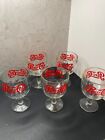 Vintage Pepsi Clear Red Thumbprint Goblet Drinking Glass Set Of 5 Decor