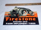 Vintage Firestone Ground Grip Tires   Farm Tractor 12  Metal Gasoline   Oil Sign