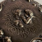 Antique Victorian Sterling Silver Repousse Cherub Lid Cut Crystal Vanity Jar