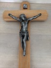 Vintage Wooden Wall Crucifix Cross Metal Corpus Jesus Inri 18    Religious