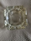 Vintage Heavy Clear Glass Ash Tray Mid Century Mcm Cigarette Cigar