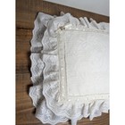 Vintage White Ruffled Lace Decorative Throw Pillow Floral Bows Shabby Chic 12 