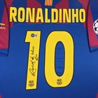 Barcelona Ronaldinho Signed Autographed Jersey Framed Beckett Bas