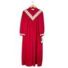 Vtg Vanity Fair Embroidered Velour Housecoat Womans Xlp Maroon Full Zip Nos