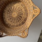 Antique Hand Woven Folk Art Pine Needle Basket Vintage Woven Star Intricate