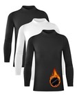  3 Pack Youth Boys Compression Medium Mock Neck 2black 1white fleece Lined 