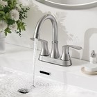 Brushed Nickel Bathroom Sink Faucet 3hole 4in Centerset  Vanity Mixer With Drain