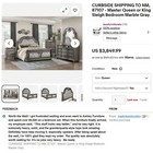 New 5pc Master Queen King Sleigh Bedroom Marble Set Gray Upholstered Bed d m n c