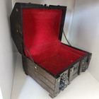 Vintage Wooden Pirate Treasure Chest Box Velvet Lined Storage Trunk Decor Repair