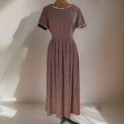 Vintage Sarah Elizabeth Dress Size 8 Modest Tie Back Fall Midi Brown Black