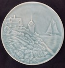 Vintage Edgecomb Potters Me Bass Harbor Lighthouse Ceramic Trivet Celadon  8    D