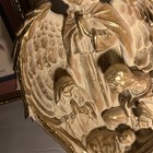 Vintage Gilt Gold Guardian Angel With Holy Family 8    baby Jesus christmas choice