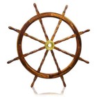 Ship Steering Wheel Wooden Antique Brass Center Hub Nautical Pirate Ship s Decor