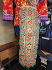 Traditional Hmong 2pc Outfit Red Gold Brocade Sequin Beaded Jacket Sev Apron