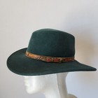 Vintage Bailey Men s Cowboy Western Fedora Hat Wide Brim Felt Wool Green Small