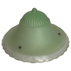 Vintage Art Deco Ceiling Light Fixture Green Frosted Glass Scalloped 3 Chain