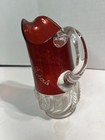 1893 Chicago World   s Fair   Masonic Temple Red Flash Glass Pitcher Souvenir V38b