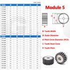 Module 5 Spur Gear C45 Steel 12 To 40 Tooth Motor Pinion Cogwheel Hardened Flat