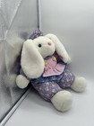Vintage Easter Bunny Rabbit White Purple Floral Body 15    Plush Stuffed