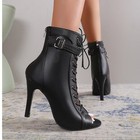 Women s Peep Toe High Heel Shoes Fashion Lace-up Buckle Sandals